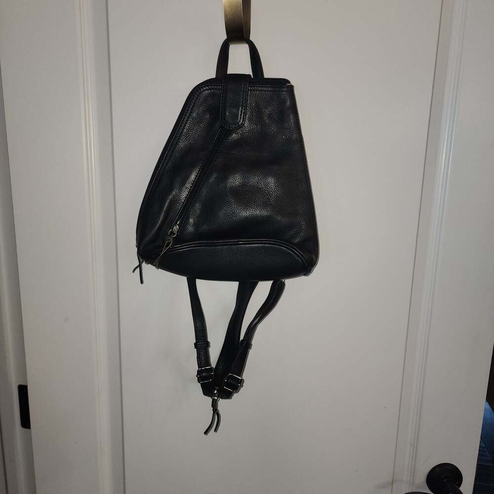 Hadaki Black Pebble Leather Sling Backpack
